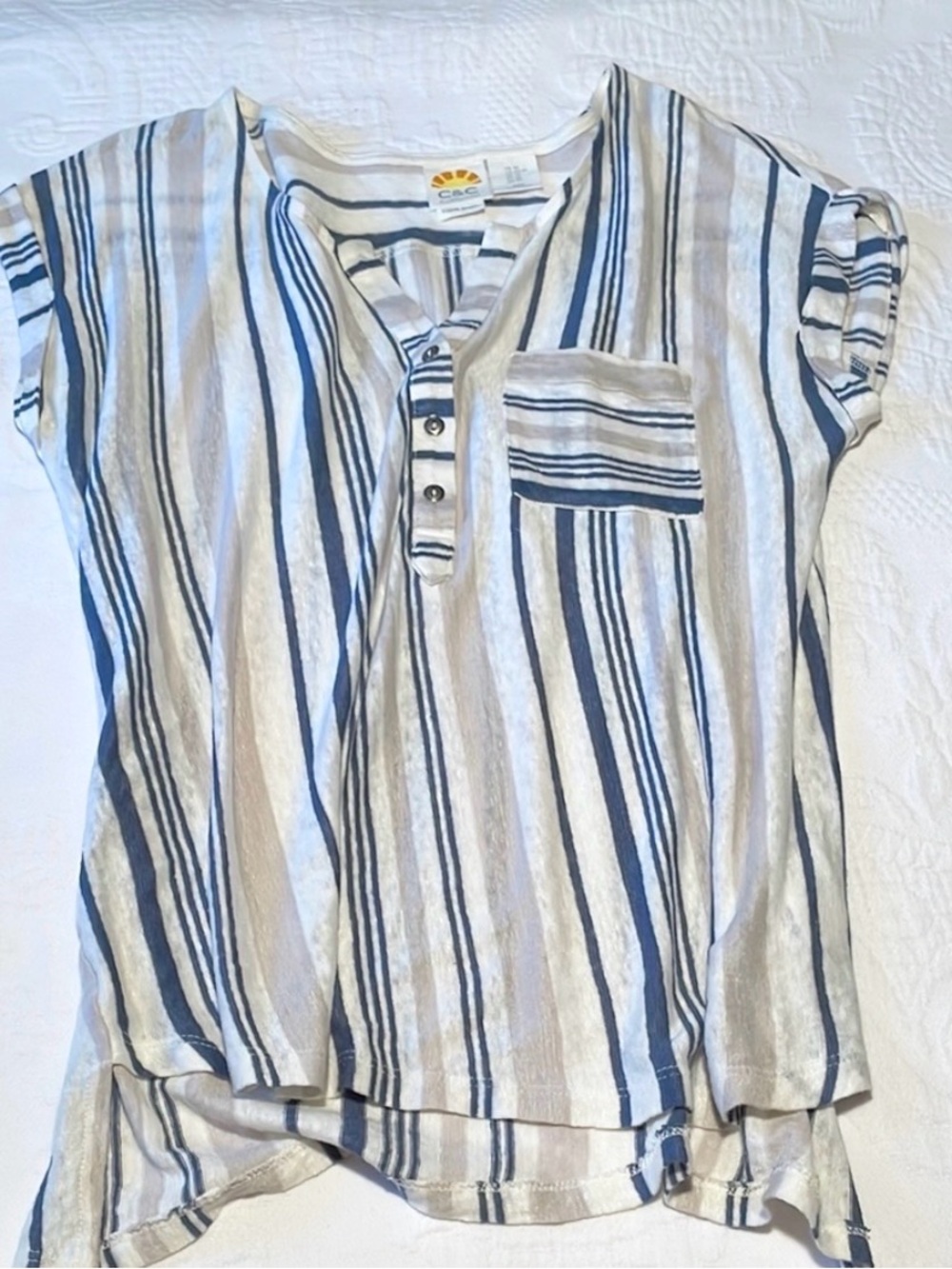 Women's Striped Blue and Beige Top.great condition.Only worn it once.